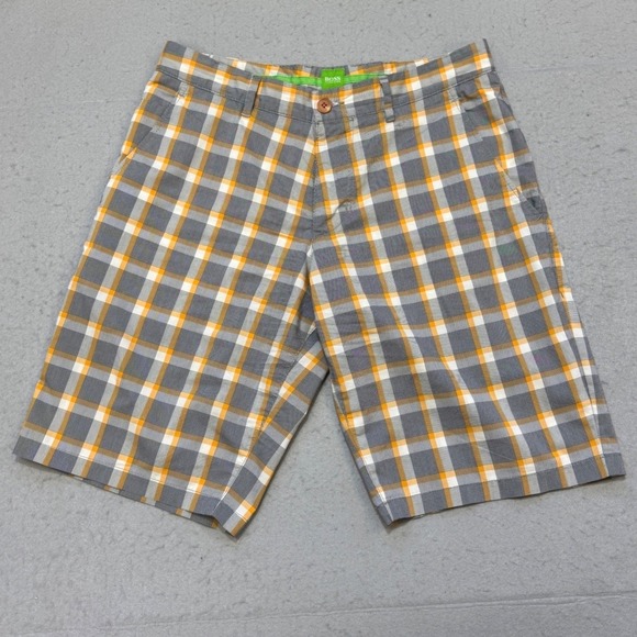 BOSS Hugo Boss Other - BOSS HUGO BOSS Regular Fit Plaid Shorts Mens 30 Orange Grey Checkered Golf